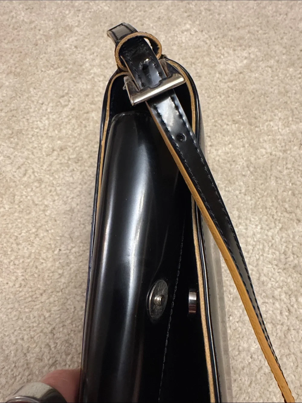 Classic Black Shoulder Bag with Contrast Trim